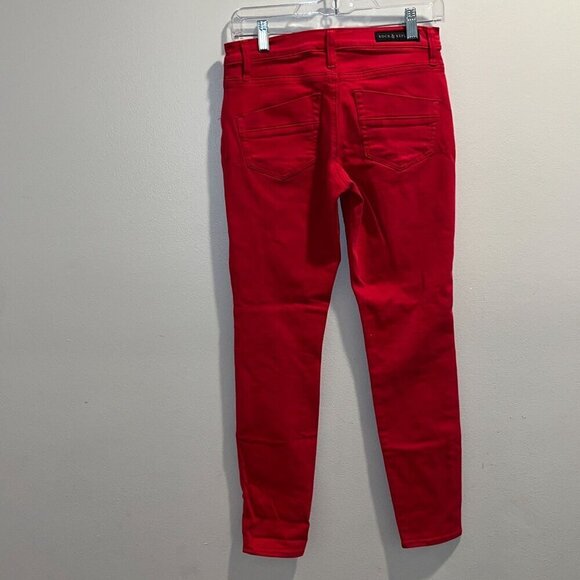 Rock & Republic Womens Red Skinny Jeans With Zipper Pockets Size 4 - Picture 4 of 12